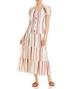 Olive Hill Striped Tiered Peasant Dress