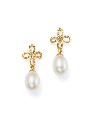 Bloomingdale's Cultured Freshwater Pearl Floral Drop Earrings In 14k Yellow Gold - 100% Exclusive