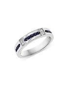 Bloomingdale's Men's Blue Sapphire & Diamond Band Ring In 14k White Gold - 100% Exclusive