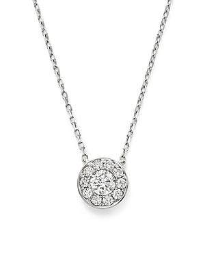 Diamond Cluster Round Bezel Pendant Necklace In 14k White Gold, .30 Ct. T.w.