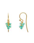 Gurhan 24k Yellow Gold Boucle Emerald Bead Cluster Wire Drop Earrings