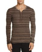 John Varvatos Collection Silk Cashmere Striped Henley Sweater