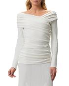 Herve Leger Couture Draped Off-the-shoulder Top