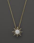 Diamond Sun Pendant Necklace In 14k Yellow Gold, .10 Ct. T.w.