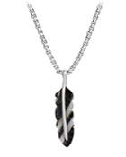 David Yurman Sterling Silver Southwest Feather Banded Agate Amulet Pendant