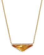 Bloomingdale's Citrine & Diamond Pendant Necklace In 14k Yellow Gold, 18 - 100% Exclusive