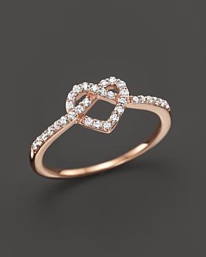 Diamond Heart Knot Ring In 14k Rose Gold, .25 Ct. T.w.