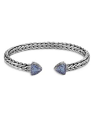 John Hardy Sterling Silver Classic Chain Kami Medium Blue Sapphire Cuff Bracelet