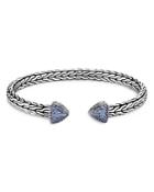 John Hardy Sterling Silver Classic Chain Kami Medium Blue Sapphire Cuff Bracelet
