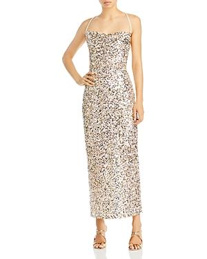 Sabina Musayev Merit Sequin Lace Up Back Maxi Dress