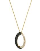 Bloomingdale's Black & White Diamond Oval Pendant Necklace In 14k Yellow Gold, 18 - 100% Exclusive