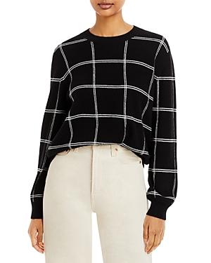 Aqua Windowpane Cashmere Crewneck Sweater - 100% Exclusive