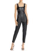 Weworewhat Faux Leather Moto Jumpsuit