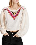 Free People Hand Me Down Embroidered Cropped Top