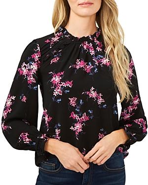 Cece Floral Print Ruffled Blouse