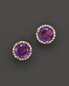 Amethyst And Diamond Halo Stud Earrings In 14k Rose Gold - 100% Exclusive