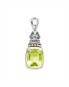Lagos 18k Gold And Sterling Silver Caviar Color Pendant With Green Quartz