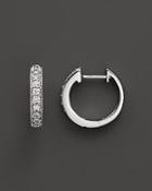 Diamond Bezel Set Huggie Hoop Earrings In 14k White Gold, .30 Ct. T.w.