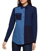 Bcbgeneration Color-block Patchwork Chambray Shirt