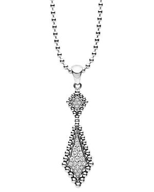 Lagos Sterling Silver And Diamond Marquise Pendant Ball Chain Necklace, 16
