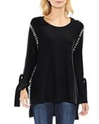 Vince Camuto Tie Cuff Stitched Side Sweater