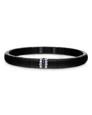 Roberto Demeglio 18k White Gold & Black Ceramic Bracelet With Diamonds & Blue Sapphires