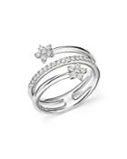 Diamond Triple Row Flower Ring In 14k White Gold, .40 Ct. T.w. - 100% Exclusive