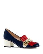Gucci Marmont Embellished Mid Heel Loafers