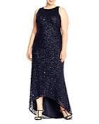 Adrianna Papell Plus Sequined High/low Gown