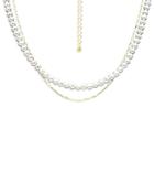 Aqua Freshwater Pearl & Paperclip Chain Double Row Collar Necklace In 18k Gold Plated Sterling Silver, 16-18 - 100% Exclusive
