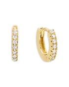 Adinas Jewels Pave Mini Huggie Hoop Earrings In Gold Tone Sterling Silver