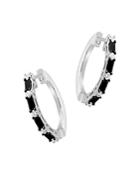 Bloomingdale's Black & White Diamond Hoop Earrings In 14k White Gold - 100% Exclusive