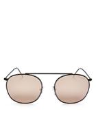 Illesteva Women's Mykonos Ii Mirrored Brow Bar Round Sunglasses, 52mm