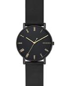 Skagen Signatur Black Leather Strap Watch, 40mm