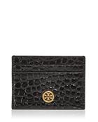 Tory Burch Robinson Croc Embossed Leather Card Case