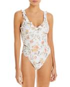 Weworewhat Ruffled Floral One Piece Swimsuit