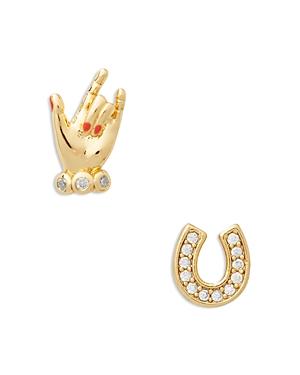 Kate Spade New York Winning Pair Pave Love U Mismatch Stud Earrings In Silver Tone