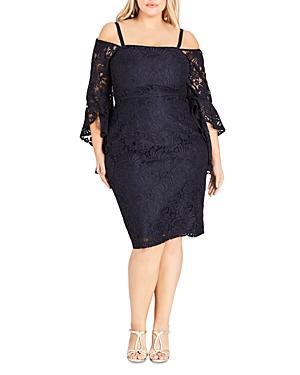 City Chic Plus Mystic Lace Bell Sleeve Dress