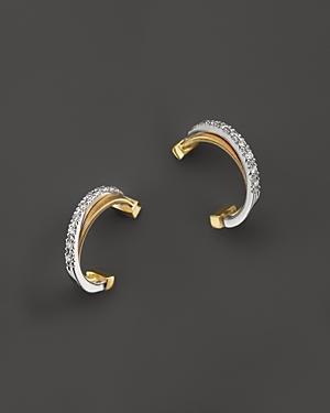 Marco Bicego 18k Gold Cross Over Hoop Earrings With Diamonds