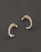 Marco Bicego 18k Gold Cross Over Hoop Earrings With Diamonds
