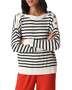 Whistles Striped Button-detail Sweater