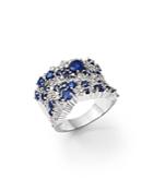 Sapphire And Diamond Statement Ring In 14k White Gold - 100% Exclusive