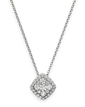 Bloomingdale's Diamond Side Square Halo Pendant Necklace In 14k White Gold, 0.3 Ct. T.w. - 100% Exclusive