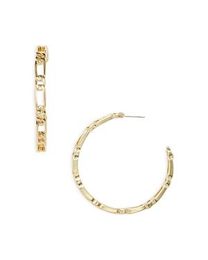 Aqua Chain Link Open Hoop Earrings In Gold Tone - 100% Exclusive