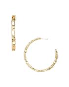 Aqua Chain Link Open Hoop Earrings In Gold Tone - 100% Exclusive