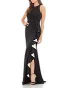 Carmen Marc Valvo Infusion Contrast Ruffle Gown