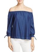 Paige Antonia Chambray Off-the-shoulder Top