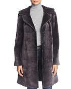 Maximilian Furs Reversible Hooded Sheared Mink Fur Coat