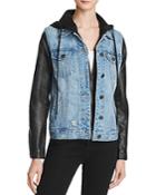 Blanknyc Faux Leather Sleeve Denim Jacket - 100% Bloomingdale's Exclusive