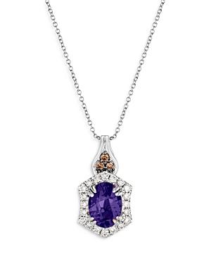 Bloomingdale's Tanzanite, Champagne & Brown Diamond Halo Pendant Necklace In 14k White Gold, 20 - 100% Exclusive